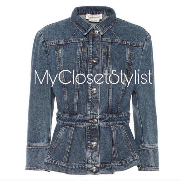 Alexander McQueen Denim 2pc Peplum Jean Jacket NWT - Picture 2 of 8